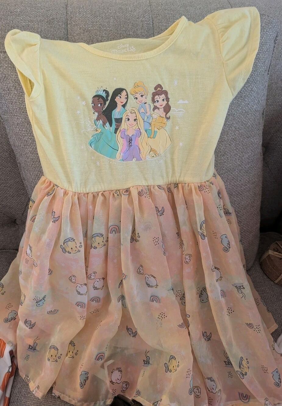 Disney Princess Flare Dress Girls Toddler 5T Yellow Multicolor